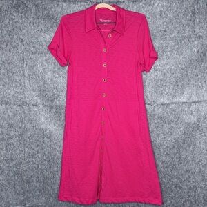 Soft Surroundings‎ Hot Pink Filipa Button Down Shirt Dress- Sz S